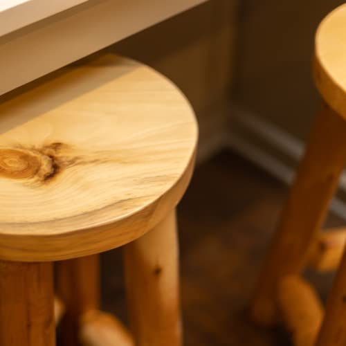 Butaco rústico de pino y cedro SRL – Taburete para bar interior y exterior, sillas para isla, taburetes de cocina y mostrador (24", sin acabado) miniatura 4