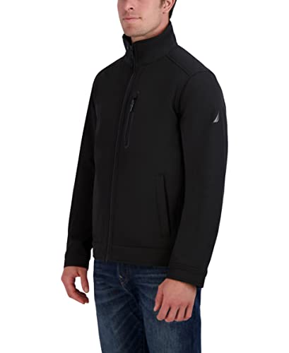 Nautica Men's Windbreaker Softshell Jacket, Water and Wind Resistant, Black, Small