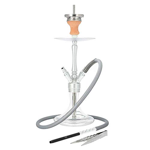 INVI® Reflexion Shisha Aluminium 57 cm I Wasserpfeife Komplettset mit Kaminkopf-Set I Silikonschlauch mit Alumundstück I…