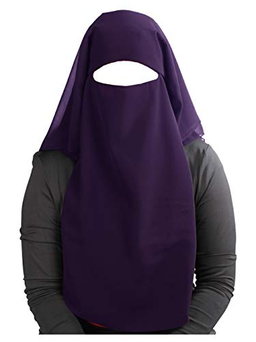 MyBatua 3 Layers Saudi Niqab In Breathable Georgette, Wholesale Price, 1pc Face Veil NQ-003 (Dark Purple)
