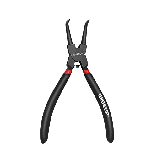 WISEUP Sicherungsringzangen, 170mm Gerade interne und externe Sprengringzangen, industrieller Kohlenstoffstahl, Anti-Rutsch und Anti-Schweiß ergonomische Griff (Außenzange mit gebogener Spitze)