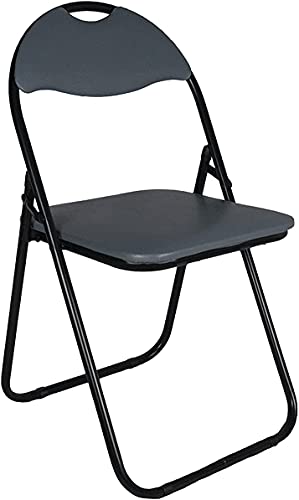 Hyfive Lot de 4 chaises de jardin rembourrées et pliables avec revêtement en PVC Gris 45 x 45 x 78 cm