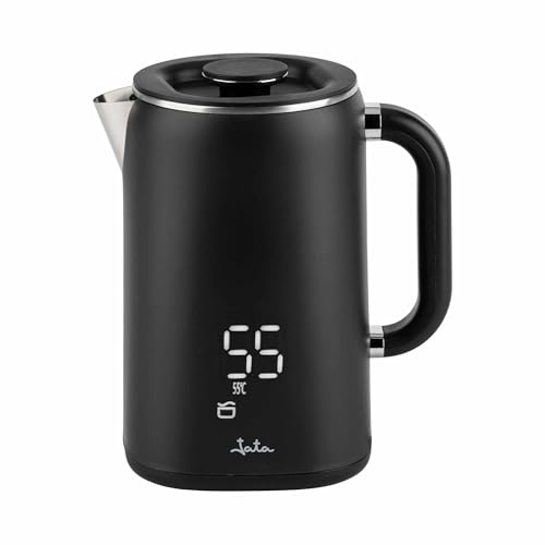 JATA JEHA1575 - Hervidor Agua Electrico. Capacidad: 1.7 L. 5 Temperaturas. 1500 W. Máxima rapidez. Base giratoria 360º. Pantalla LED. Libre de BPA. Fácil Limpieza. Jarra sin Cable