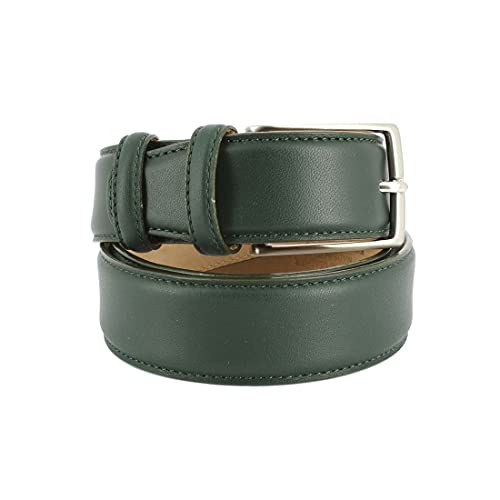 Robert Charles. Ceinture classiques. RANCH, Cuir. Vert - Uni - FABRIQUE EN ITALIE. L : 92-100cm