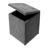 Puff Baú Decoração Guarda Objetos Brinquedos Discreto Assento Quarto Sala Organizador (Cinza Suede)