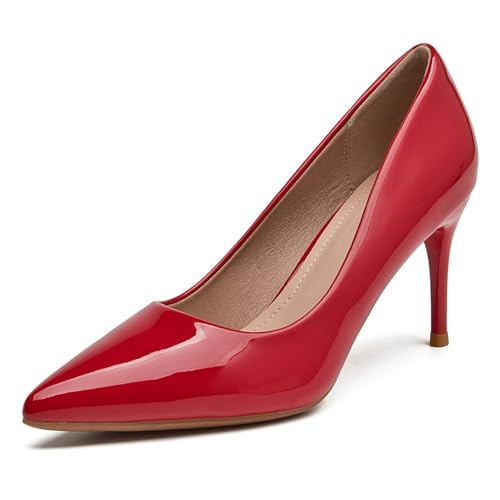 Image of Women's Low Kitten Heel Pumps Classic Fashion Dress Pumps Simple Heeled Shoes for Office Work