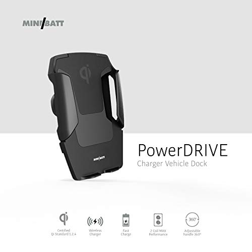 miniBatt PowerDRIVE Qi draadloze autolader (10 watt) zwart