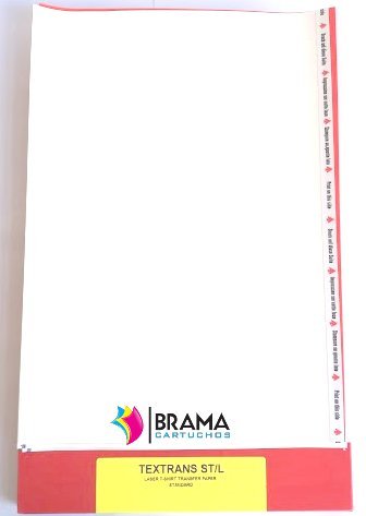 Bramacartuchos – 10 Sheets of Laser Printer T-Shirt Transfers for White Cotton T-Shirts and Fabric.HP, Brother, Canon, Samsung Printers (Insert HP Logo Side Up)