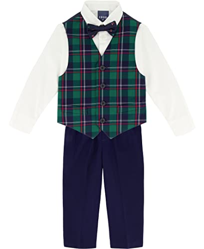 Image of IZOD Boys' 4-piece Formal Dress Up Suit Set, Vest, Pants, Collared Shirt, and Tie