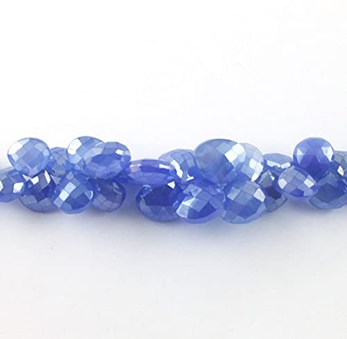 Perles chalcédoine bleu marine coeurs facettés briolettes LKBEADS 10mm 15mm