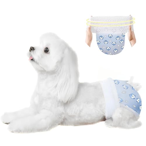 Ambreview Dog Diapers Female, Disposable Pulled Up Dog Diaper with Stretchy Waist, Super Absorbent 360° Leak-Proof Doggie Diapers for Female Puppy Dogs in Heat/Urinary Incontinence (8XS)