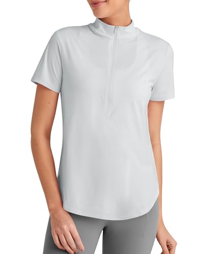 G4Free Lightbreeze UPF 50+ Womens Workout Tops Short Sleeve Half Zip Golf Shirts Loose Fit Athletic Gym Tshirts Running4