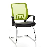 hjh OFFICE 650440 Freischwinger Visto NET V Kunstleder Schwarz/Grün Besucherstuhl Schwingstuhl mit Netzrücken