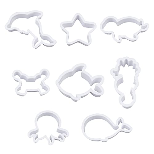 SUPERFINDINGS Cortadores de Galletas de Plástico de 8 Estilo, Cortadores de Arcilla Polimérica, Molde de Fondant para Galletas de Animales Marinos para Herramienta para Hornear Galletas DIY Cover