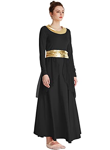 Robe liturgique noire haut de gamme avec ceinture métallique XL