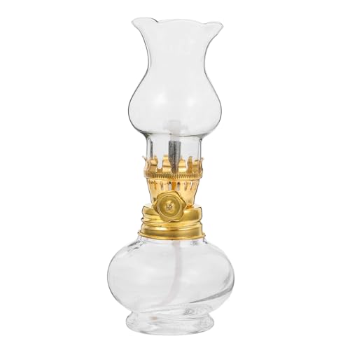 Garneck Lámpara Aceite de Keroseno Vintage de Vidrio para Escritorio con Mecha Decorativa y Duradera para Hogar Dormitorio Bodas y Fiestas Fabricada y Vidrio Resistente