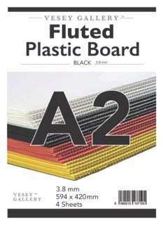 Vesey Gallery® Black Fluted Correx Board Pack of 4 Sheets. from A4 to A1 Size (A2 (594x420mm))