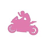 Motorcycle Rider Silhouette Sticker Vinyl Decal Notebook Car Window Laptop 5' x 4' (Soft Pink)