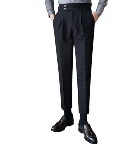 Kelsiop Business Casual Draped High-Waist Trousers Men Solid Color Formal Pants Formal Office Social Suit Pants