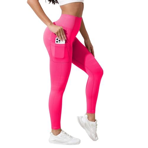 Pantalon de sport taille haute leggings femme fitness running poche