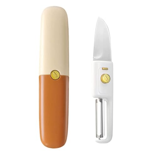Image of Stainless Steel Julienne Vegetable Peeler Multi-Functional Fruit & Veggie Shredder Slicer and Grater for Potatoes, Carrots, Cucumbers (2 in 1 Knife and Peeler)
