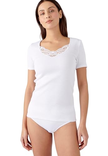 Camiseta de manga corta de punto fino guipur Thermolactyl para mujer