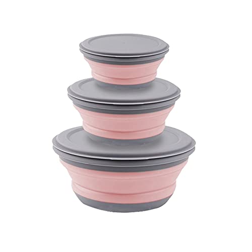 Bol Saladier Pliable Avec CouvercleBol Ensembles Camping Silicone Avec CouvercleBoîTes Stockage Nourriture Pliables Pour La RandonnéE, Voyages, Camping, Pique-Nique, L'éCole, Camping En Plein Air
