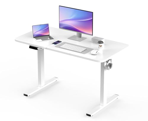 ZZINOKE Escritorio Elevable Electrico, 120 x 60 cm, con Función de Memoria y Puerto USB, Escritorio Ergonómico, Escritorio de Computadora, Estación de Trabajo, Mesa de Estudio, Mesa de Juegos, Blanco