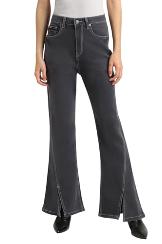 Image of Forever 21 Women Solid Flared Regular Fit Jeans