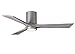 Matthews IR3HLK-BN-BW-52 Irene Indoor/Outdoor Damp Location 52" Hugger Ceiling Fan with LED Light and Remote & Wall Control, 3 Wood Blades, Brushed Nickel