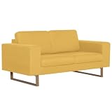 vidaXL Sofá de 2 Plazas Tela Color Amarillo Asiento Silla Sillón Taburete Tumbona Banquillo Mueble Mobiliario Adornos Salón Hogar Casa