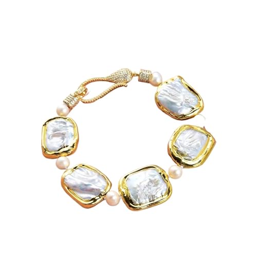 Bracelet plaqué en or perlé 8" YXWYXWA pour femme chic