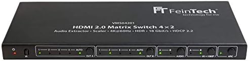 FeinTech VMS04201 HDMI Matrix Switch 4x2 mit Audio Extractor Scaler Ultra-HD 4K 60Hz HDR