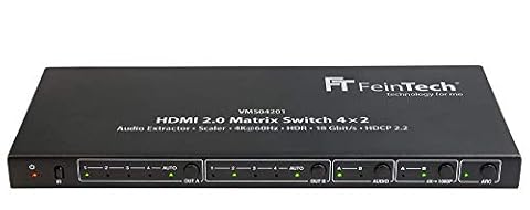 FeinTech VMS04201 HDMI Matrix Switch 4x2 z ekstraktorem audio Ultra HD 4K 60Hz HDR
