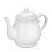 Flexzion Porcelanowy dzbanek do herbaty, ceramiczny dzbanek do herbaty ze zdejmowaną pokrywką, zestaw naczyń do napojów na 2-3 filiżanki do herbaty, kubki do kawy, nowoczesny angielski klasyczny styl, nadaje się do kuchenki mikrofalowej i zmywarki - 56 ml, czysta biel