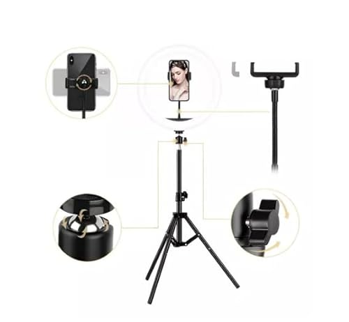 Iluminador Led Ring Light 26cm Com Tripé Profissional Kit Controle bluetooth e Mic Lapela Mestre Imp