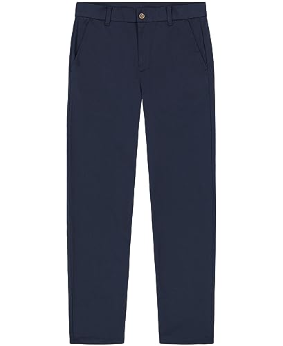 Nautica Boys School Uniform Flat Front Warp Knit Pants, Navy, 10 US