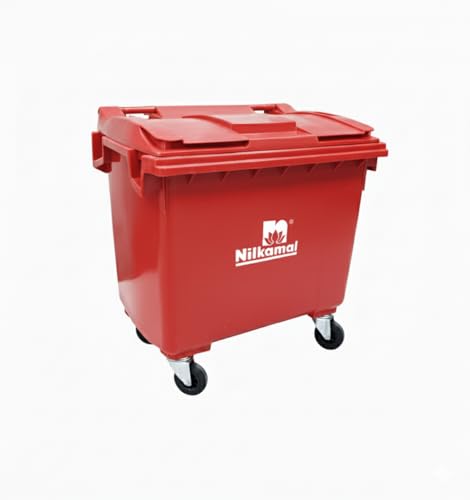 Image of Nilkamal Big Plastic Wheeled Dustbin with Lid 660 Litre Red