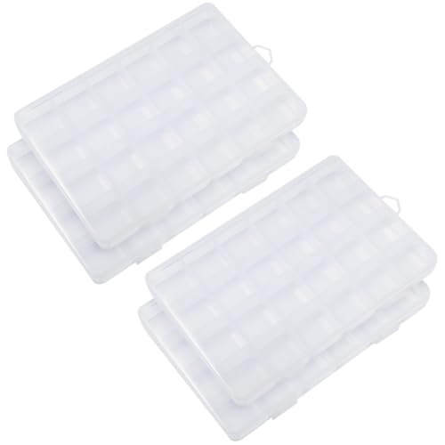 Image of Large 24 Grid Plastic Organizer Box Clear Jewelry Storage Box Bead Storage Travel Case Small Parts Plastic Storage Boxes Arts and Craft Box Compartment Organizer Containers with Fixed Dividers 4 Pcs