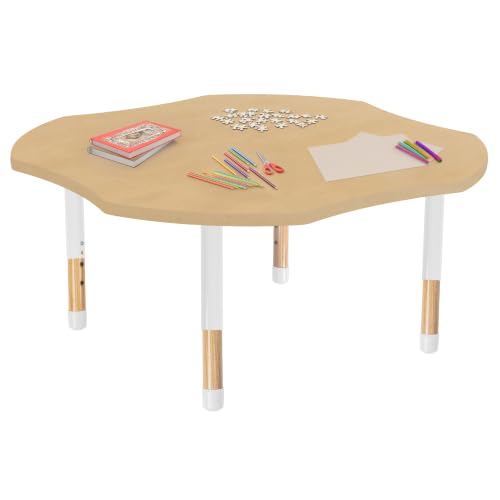 Image of 48 inch x 48 inch Clover Kids Classroom Table with Adjustable Chunky Wood Legs