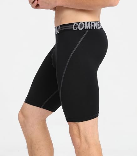 Comfneat Men's 9" Long Boxer Briefs Sports Performance Breathable Underwear 4-Pack4