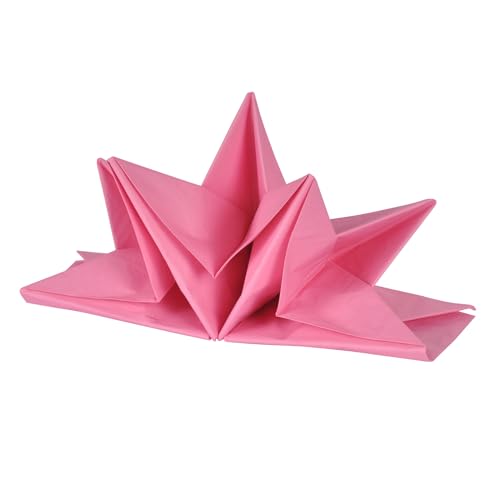 Homéa, Set de 12 Serviettes Pre Pliées en Papier 3 Plis 40 x 60 cm Rose