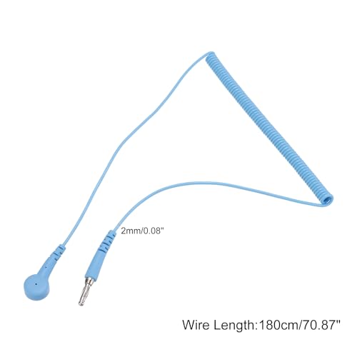Image of MECCANIXITY ESD Grounding Cable Cord 180cm /71 Inch Long,Anti-Static Ground Wire Cable Lantern Tip + Buckle for Eliminate Conductor Electrostatic,Pack of 1(Blue)