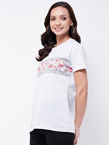 Image of Modeve Women Printed Cotton Blend Half Sleeve Round Neck T-Shirt for Summer