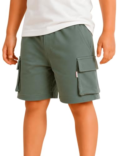 Image of Pilolo Kids Soft Cotton Terry Lycra Adjustable Drawstring Pocket Shorts for Boys