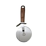 Imusa USA 3.5' Woodlook Pizza Wheel Cutter with Sharp Stainless Steel Blade