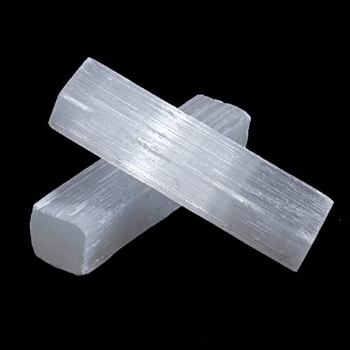 Dancing Bear 1 Pound Selenite Small Sticks, Hand-Sorted Wands Plus Includes A Piece Of Black Tourmaline Crystal & Educational Id Cards, Bulk, Chakra, Healing Good Luck Protection #TOP4