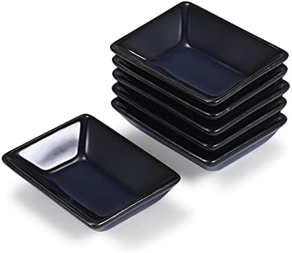 Urban Lifestyle 6 x miseczka na sosy Momo czarne/niebieskie miseczki do sushi 50 ml, miseczki na przekąski, miseczki na dżem, do dipów, taas, miseczki do serwowania Wasabi Taco z gresu 1300 °C