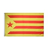 AZ FLAG - Bandera Cataluña Estelada Vermilla - 90x60 cm - Bandera Catalunya Independentista Groga 100% Poliéster Con Ojales de Metal integrados - 50g - Colores Vivos Y Resistente A La Decoloración