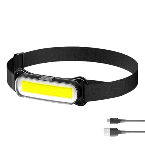 Mbiyhgta Lampada frontale impermeabile, luce ricaricabile a LED impermeabile - Lampada frontale da campeggio ultra luminosa, lampada frontale a fascio largo Cob per bambini, adulti, amici